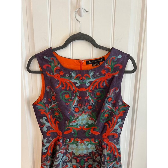 Anthropologie Pankaj &‎ Nidhi Octave Dress Embroidered Purple Boho Cocktail Sz 4 - Picture 3 of 6